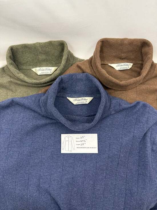 Vintage Brooks Brothers 100% Cotton Ribbed Turtleneck Sweater Shirt Collection M - Picture 2 of 15